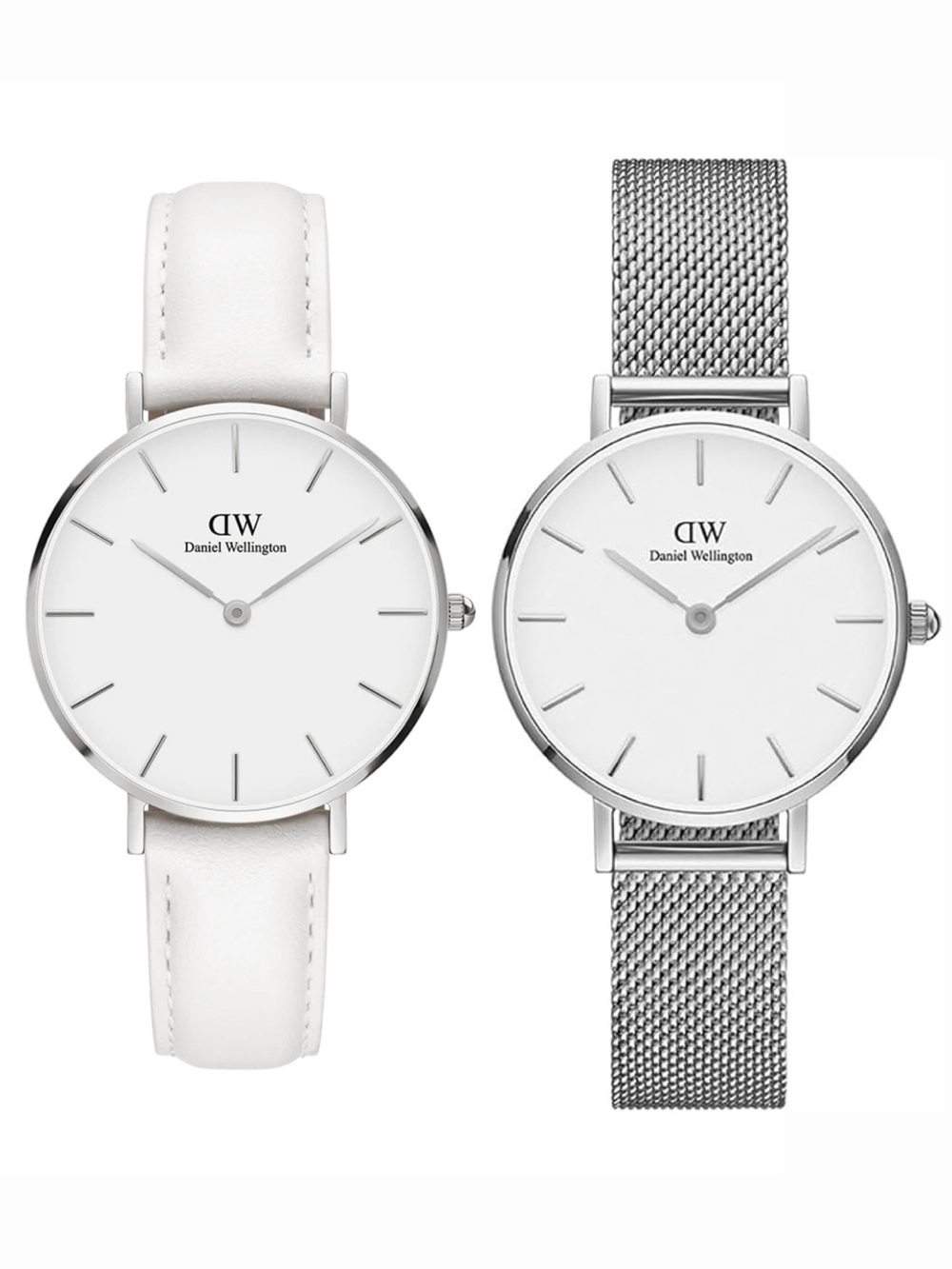 NWT Daniel Wellington watch comes with 2 straps - white leather/silver